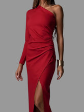 VESTIDO ASIMÉTRICO CON APERTURA LATERAL 2 CLRS