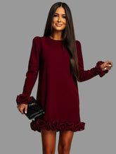 VESTIDO MINI CON VOLANTES EN MANGAS