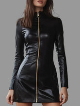 VESTIDO MINI DE CUERO ECO CON CREMALLERA