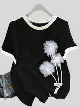 CAMISETA OVERSIZE CON FLOR DE TUL 4 CLRS