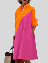 VESTIDO CAMISERO AMPLIO BICOLOR