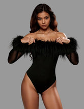 BODY MANGAS TRANSPARENTES Y PUÑOS PELO