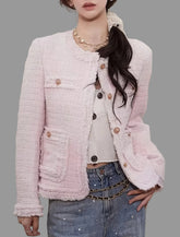 CHAQUETA TWEED LIGERO ROSA