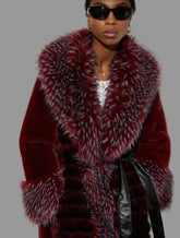 ABRIGO DE PIEL ECOLÓGICA BURDEOS