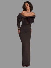 VESTIDO AJUSTADO LARGO CON OPENSHOULDERS 3 CLRS