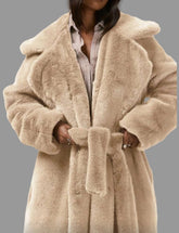 ABRIGO FAUX FUR LARGO CINTURÓN 3 CLRS