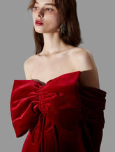 VESTIDO TERCIOPELO CON GRAN LAZO