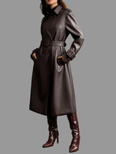 ABRIGO DE CUERO ECOPIEL CON 2 CLRS