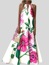 VESTIDO LARGO ESTAMPADO HALTER 2 CLRS