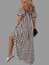 VESTIDO DE RAYAS ESCOTE MEJICANO