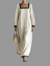 VESTIDO LARGO BORDE CONTRASTE