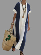 VESTIDO KAFTAN LARGO BICOLOR