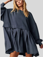 VESTIDO CORTO OVERSIZE DOS TEJIDOS 3 CLRS