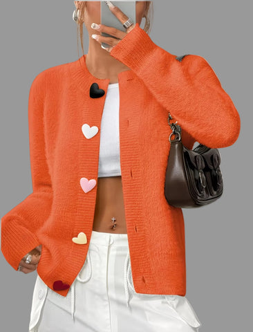 CHAQUETA DE PUNTO BOTON CORAZON 8 CLRS