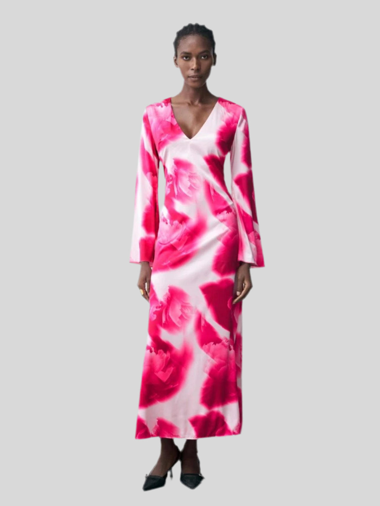 VESTIDO MIDI ESTAMPADO ESCOTE