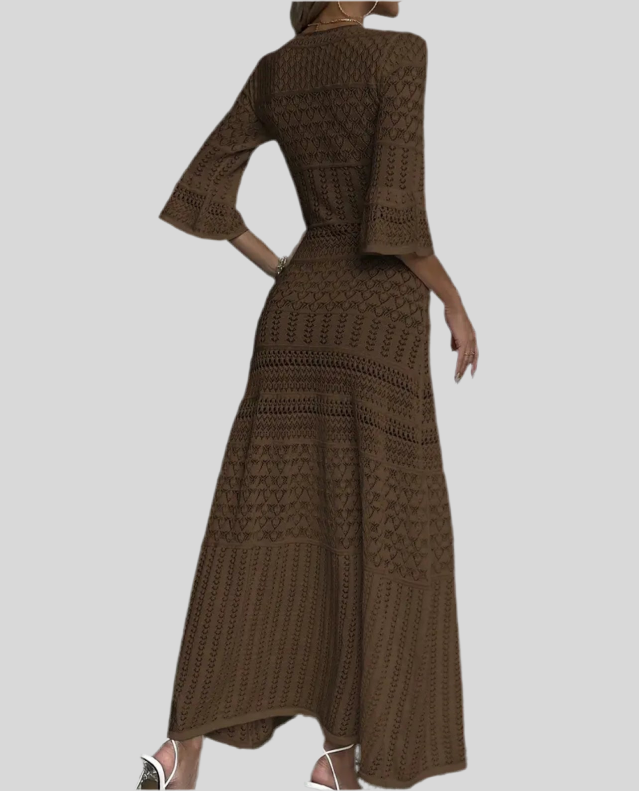 Openwork Knit MIDI Dress