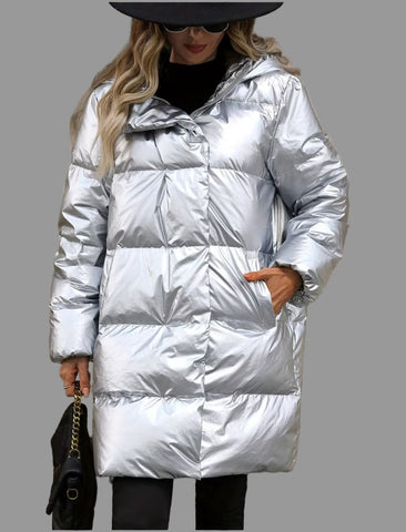 PLUMÍFERO PLATEADO CON CAPUCHA