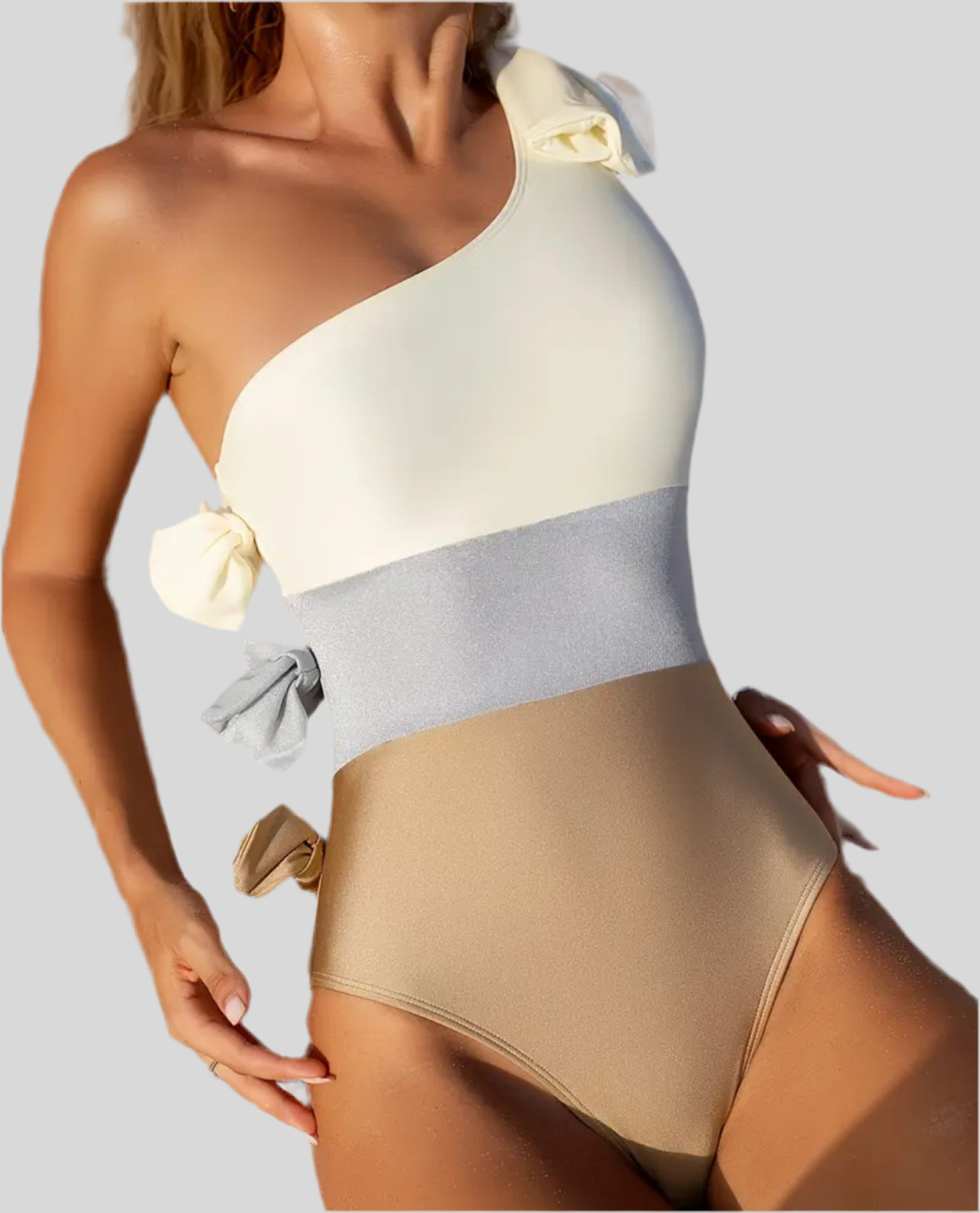 ASYMMETRIC TRICOLOR SWIMSUIT