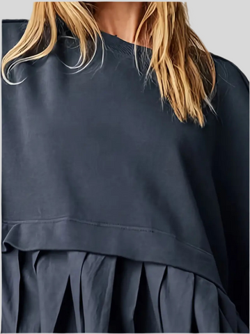 VESTIDO CORTO OVERSIZE DOS TEJIDOS 3 CLRS