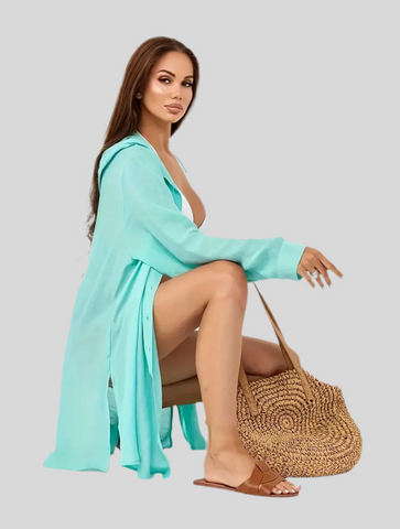 VESTIDO BLUSÓN DE PLAYA CON CAPUCHA 6 CLRS
