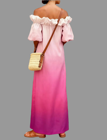 VESTIDO DEGRADEE LARGO HOMBROS 5 CLRS