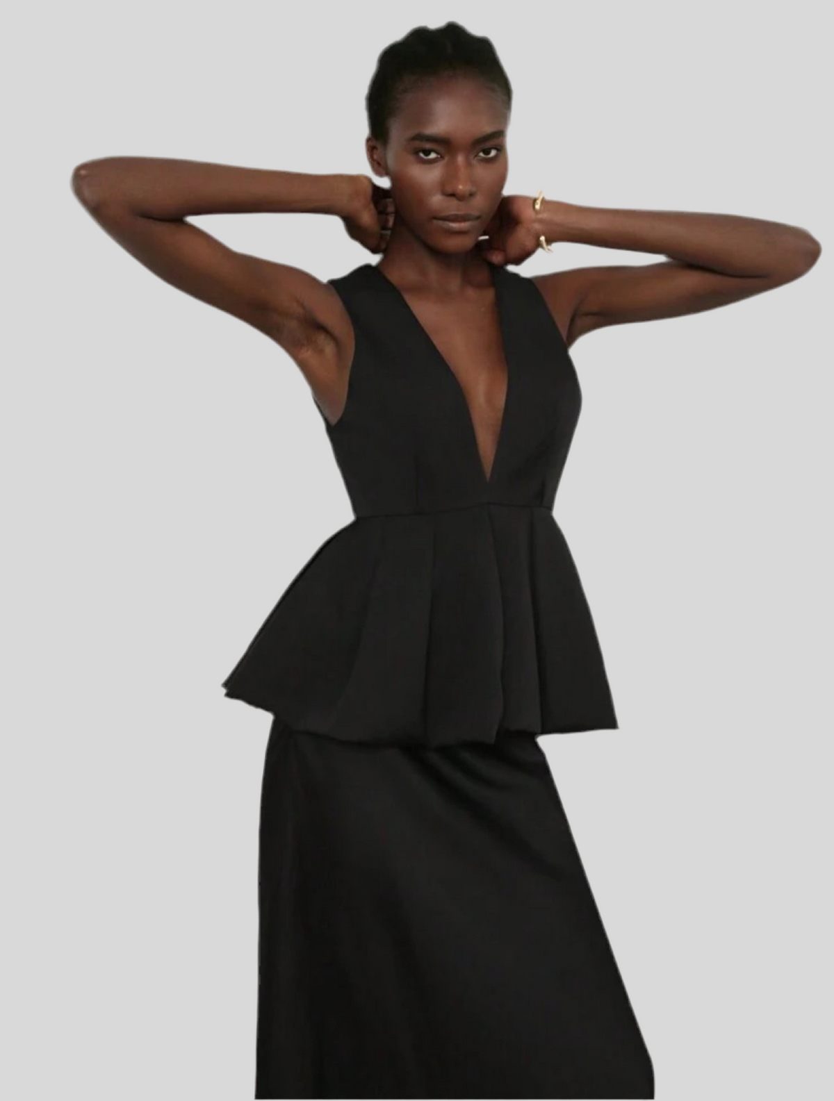 PEPLUM TOP WITH DEEP NECKLINE 3 CLOSURES
