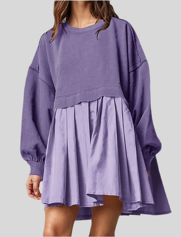 VESTIDO CORTO OVERSIZE DOS TEJIDOS 3 CLRS
