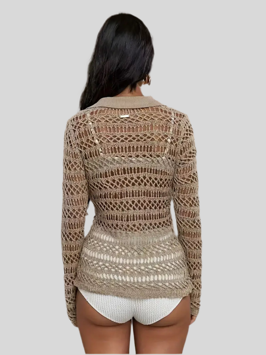 CAMISA DE PUNTO CALADO CAMEL