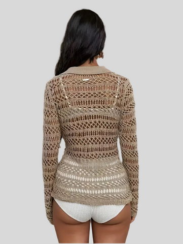 CAMISA DE PUNTO CALADO CAMEL