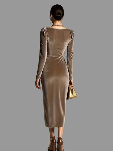 VESTIDO TERCIOPELO DRAPEADO 3 CLRS