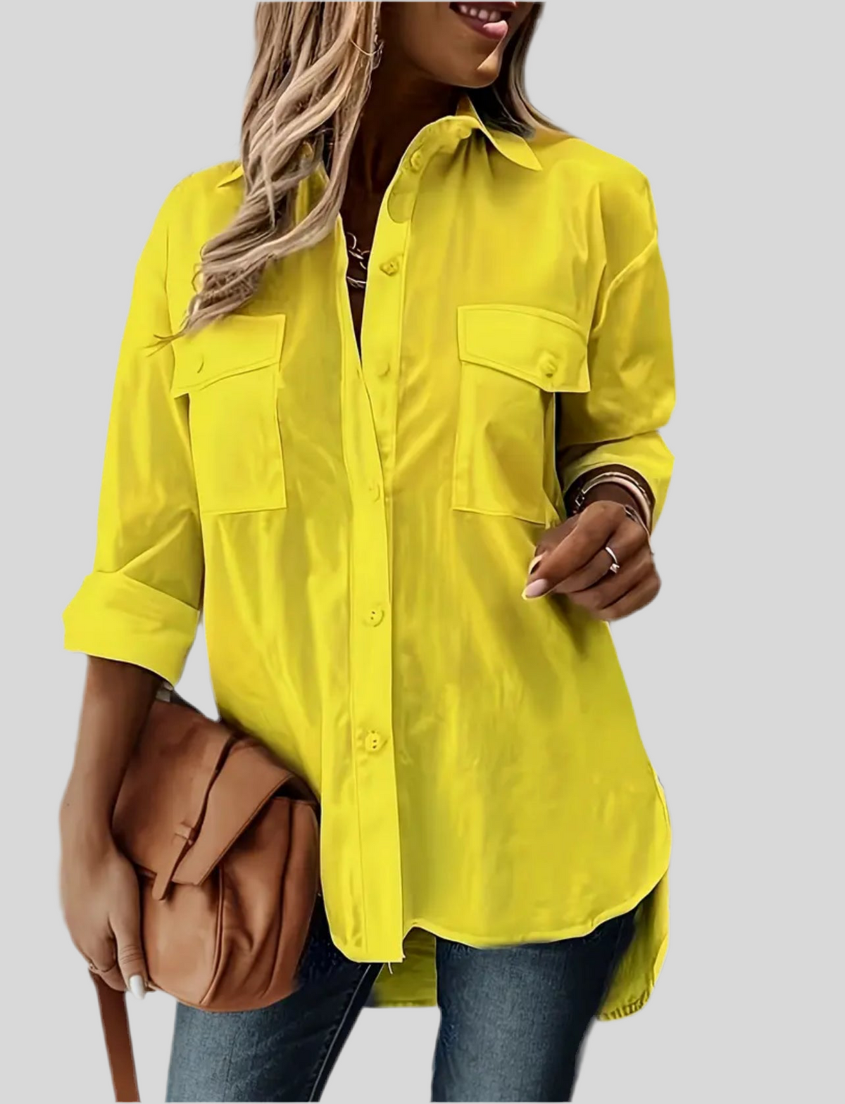 CAMISA OVERSIZE CON BOLSILLOS 6 CLRS