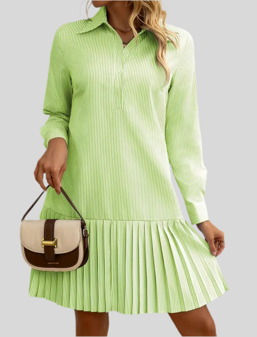 VESTIDO CAMISERO VOLANTE PLISADO 5 CLRS