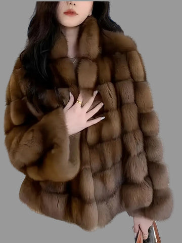 CHAQUETÓN DE PIEL ECO VISÓN HORIZONTAL