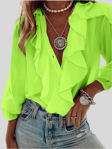 11 CLRS RUFFLED PANTLE SLEEVE SHIRT