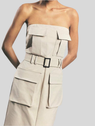 SAFARI STYLE OFF-THE-SHOULDER DRESS