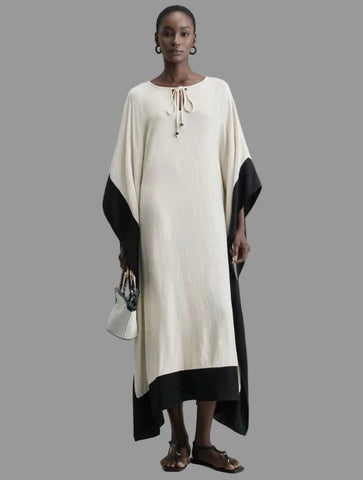 KAFTÁN LARGO BLANCO Y NEGRO