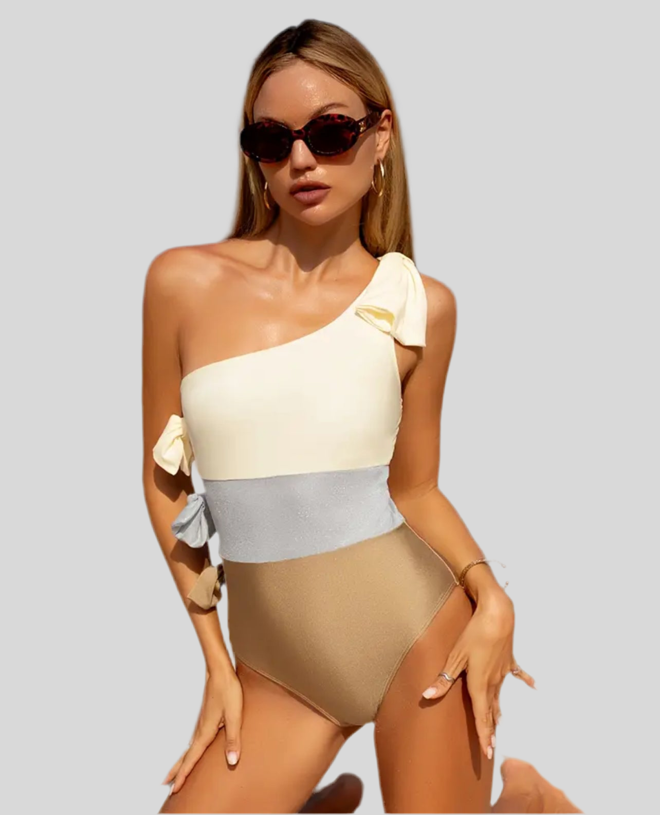 ASYMMETRIC TRICOLOR SWIMSUIT