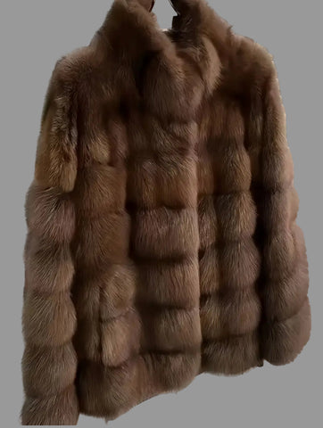 CHAQUETÓN DE PIEL ECO VISÓN HORIZONTAL