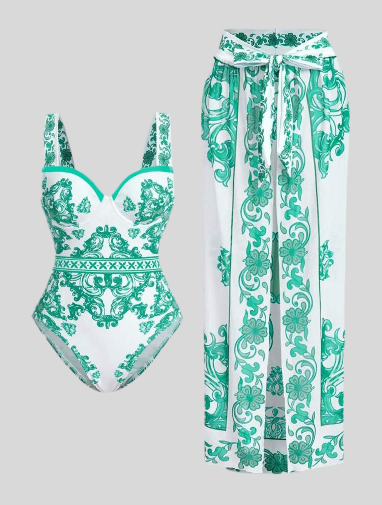 CONJUNTO TRAJE DE BAÑO Y PAREO 3 CLRS