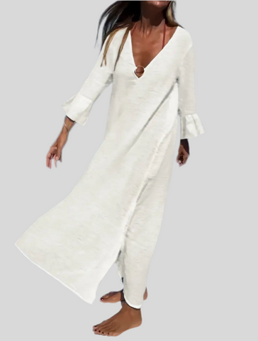 KAFTAN BLANCO AMPLIO CON ANILLA EN ESCOTE