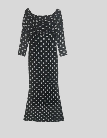 VESTIDO ELÁSTICO LUNARES SIN HOMBROS