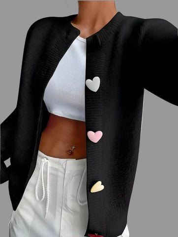 CHAQUETA DE PUNTO BOTON CORAZON 8 CLRS
