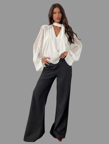 CAMISA AMPLIA CON ESCOTE Y LAZADA 9 CLRS