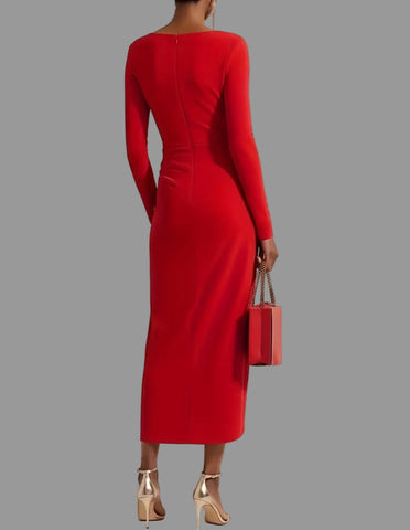 VESTIDO MIDI DRAPEADO LATERAL