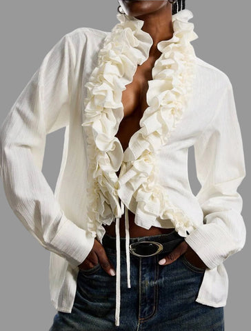 CAMISA SEMICERRADA VOLANTE DOBLE