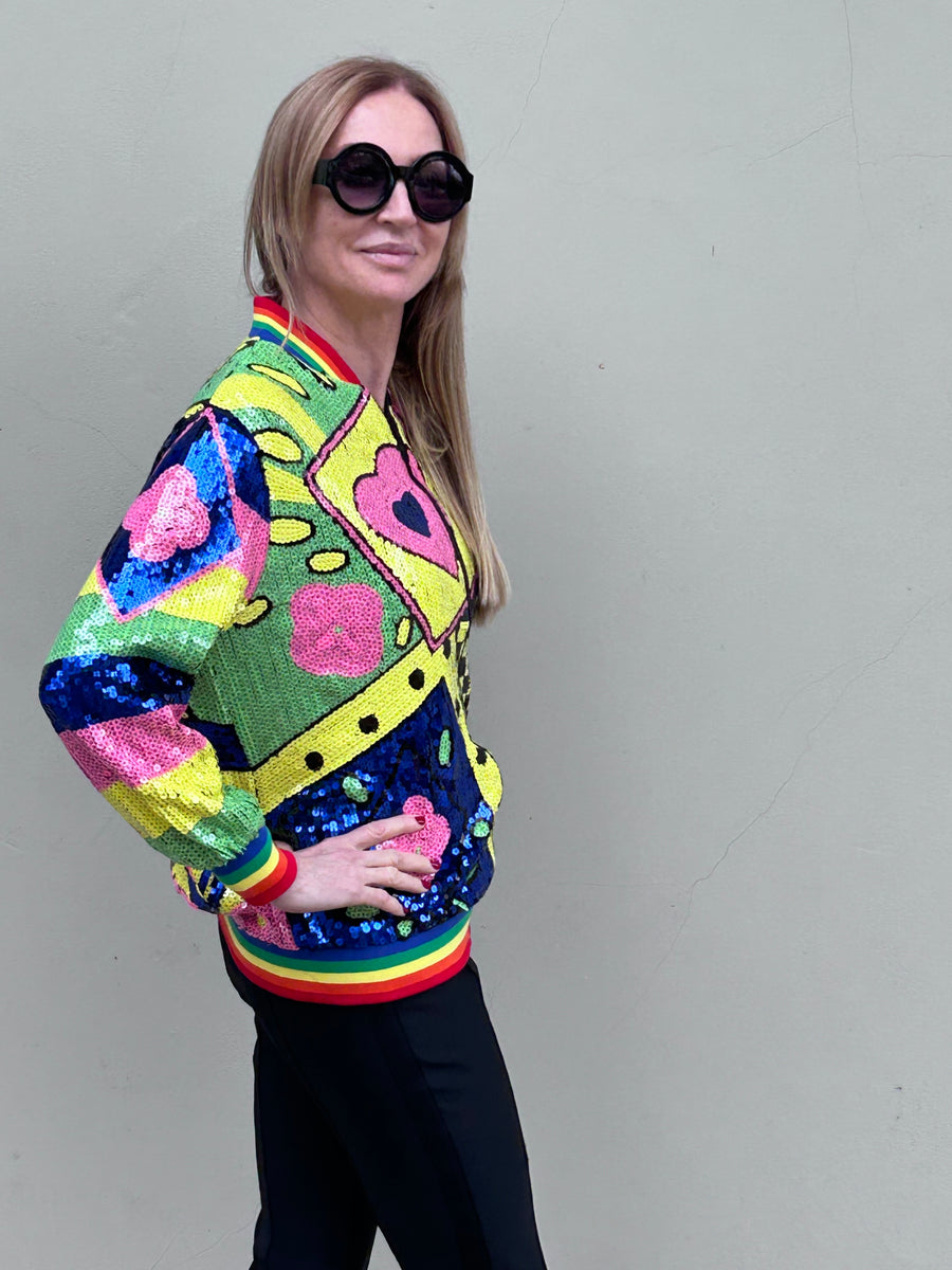 Bomber de lentejuelas multicolor