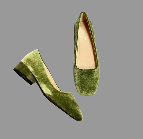 ZAPATOS DE TERCIOPELO DE TACÓN BAJO 9 CLRS