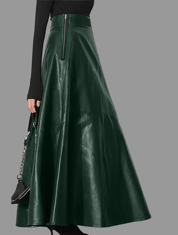 FALDA LARGA DE CUERO ECO 4 CLRS