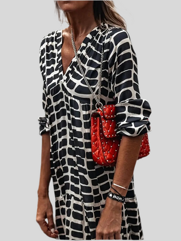 VESTIDO PANELADO ESCOTE UVE