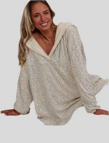 SUDADERA CON LENTEJUELAS Y CAPUCHA